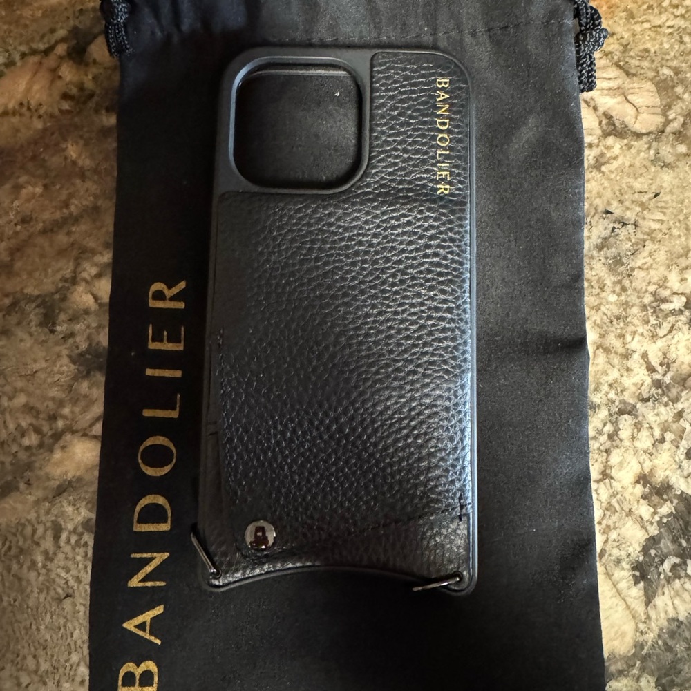 Bandolier Black Pebbled Leather iPhone Case